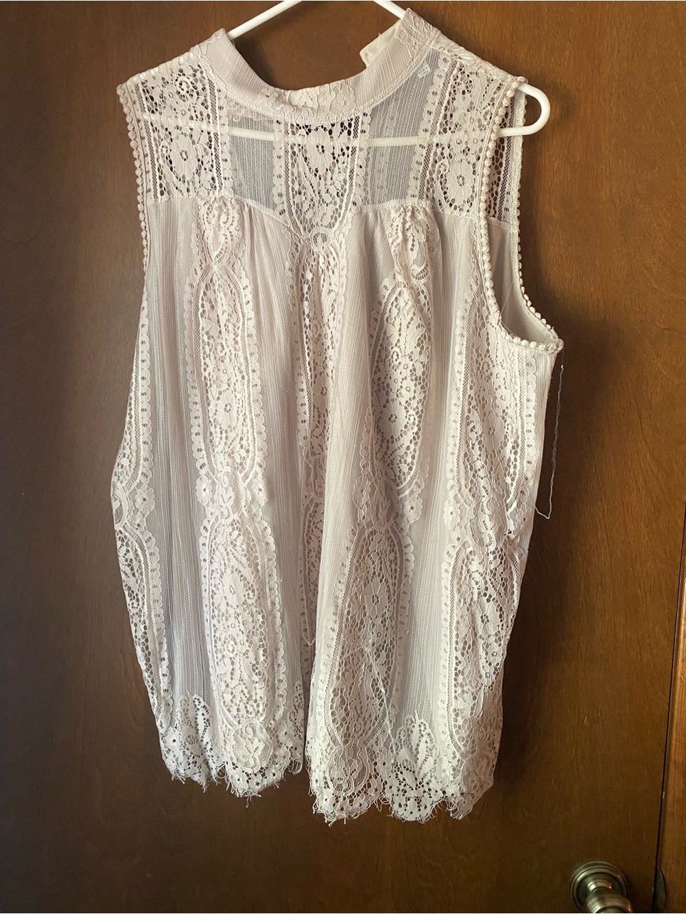 Sleeveless Lace High-Neck Blouse in Ivory